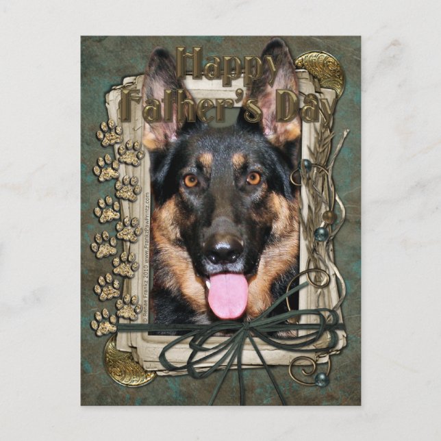 Vatertag - Steinpfeifen - Deutscher Schäferhund -  Postkarte (Vorderseite)
