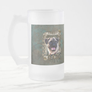 Vatertag - Steintatzen - Mops Mattglas Bierglas