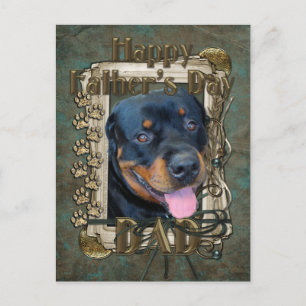 Vatertag - Stone Paws - Rottweiler - Harley Postkarte