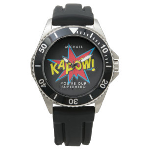 Vatertag Superhero Comic Individuelle Name Armbanduhr
