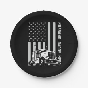 Vatertag   Trucker Vater Amerikanische Flagge Pappteller