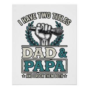 Vatertag Und Papa Rock Titel Vintage Mikrofon Shir Poster