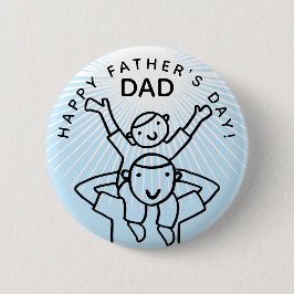 Vatertag Vater mit Kind Cartoon Button