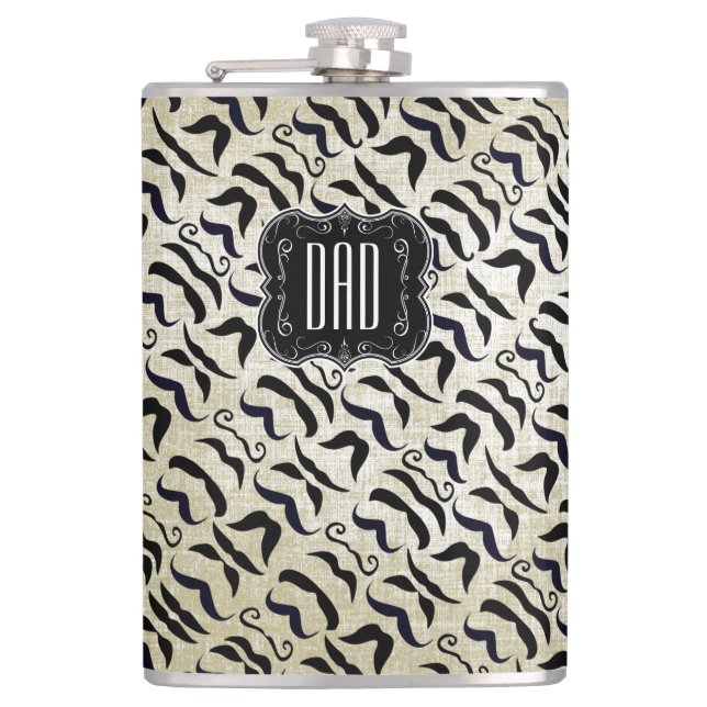 Vatertag Vater Mustache Hipster Vintag Flachmann (Vorderseite)