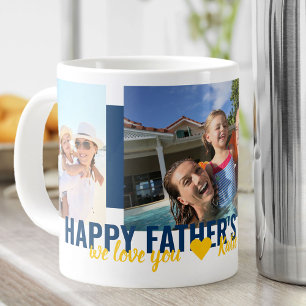 Vatertag Wir lieben Dich 3 Foto Bold Blau Jumbo-Tasse