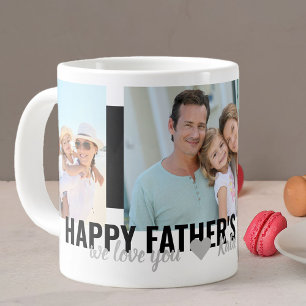 Vatertag Wir lieben dich 3 Foto Bold Schwarz Jumbo-Tasse