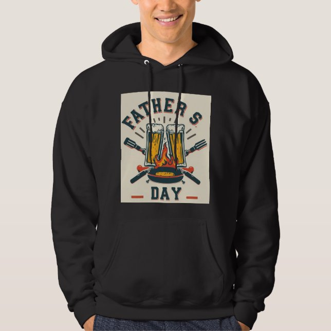 Vatertags-Bier & BBQ Lustiger Kapuzenpullover Hoodie (Vorderseite)