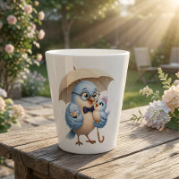 Vatertags-Latte-Tasse | Blau Vater Vogel Familie