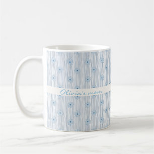 Vatertagsgeschenk Blaue Blumen Streifen Kaffeetass Kaffeetasse