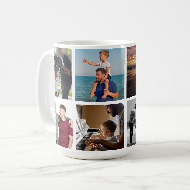 Vatertagsgeschenk für Papa | Benutzerdefiniertes F Kaffeetasse (Vorderseite Links)