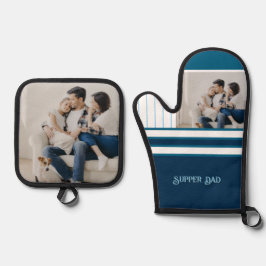 Vatertagsgeschenk für Super-Papa Ofenhandschuh & Topflappen-Set