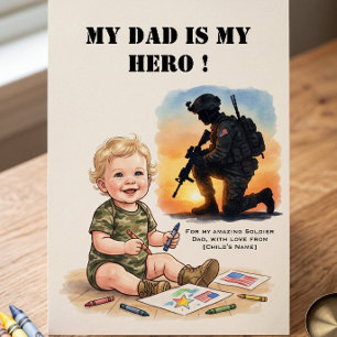 Vatertagskarte für Soldaten Mein Daddy Held Karte
