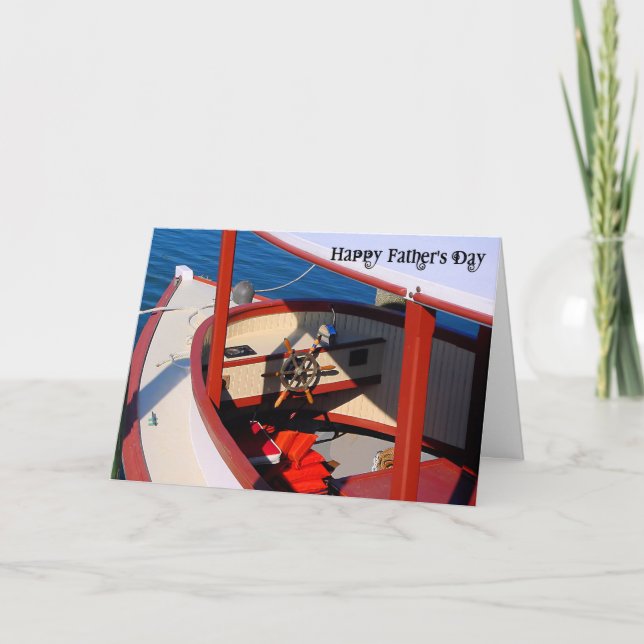 Vatertagskarte mit altes Holzboot Karte (Vorderseite)