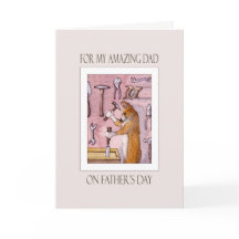 Vatertagskarte, Vater, Corgihund in seiner