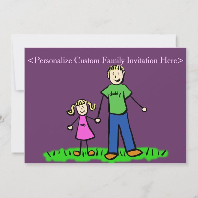 Vatertochter Familie Art individuelle Einladung (Vorderseite)