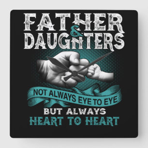 Vatertochter hören immer Geschenke für Vater zu He Quadratische Wanduhr