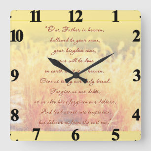 Vaterunser Quadratische Wanduhr