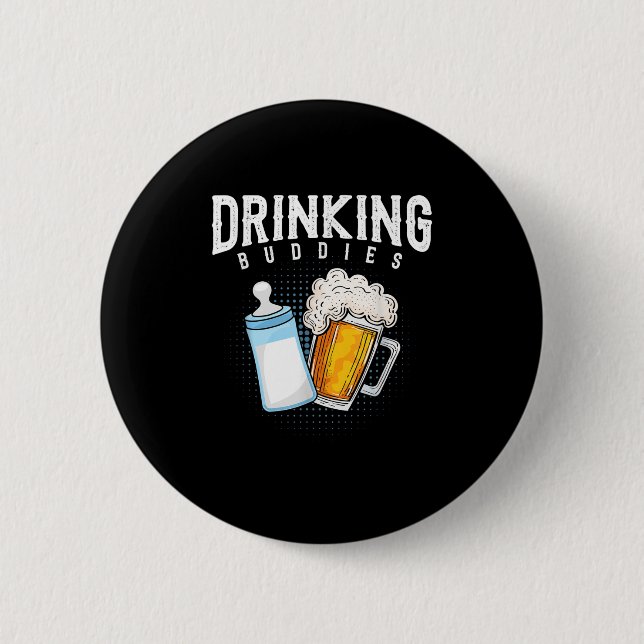 Väterwitz über Bier und Milch für Männer  Button (Vorderseite)