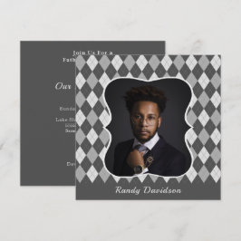 Vathers Day Custom Foto Grau Raute Dinner Party Einladung