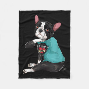 Vathers Day Gift Dog Vater Boston Terrier I Liebe  Fleecedecke