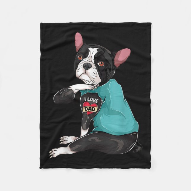 Vathers Day Gift Dog Vater Boston Terrier I Liebe  Fleecedecke (Vorderseite)