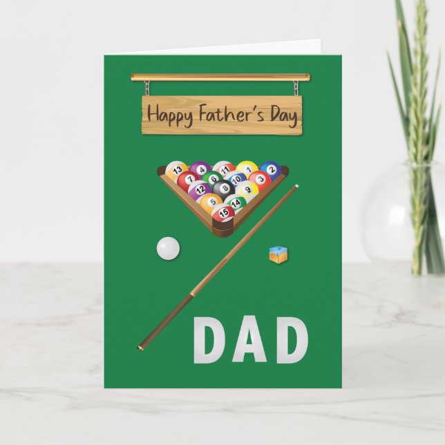 Vathers Day Pool Billiards Spielspass Karte (Vorderseite)