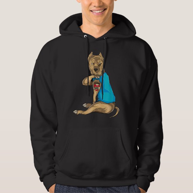 Vathers Day Vater Funny Dog Pitbull I Liebe Vater  Hoodie (Vorderseite)
