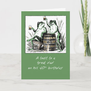 Vati 40. Geburtstag Frösche beim Toast mit Bier Karte