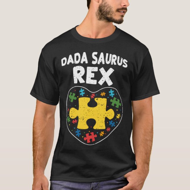 Vati Dada Saurus Rex  Autismus-Bewusstsein T-Shirt (Vorderseite)