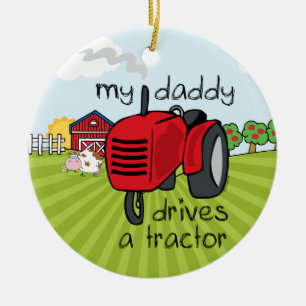 Vati fährt eine Traktor-Andenken-Verzierung Keramikornament