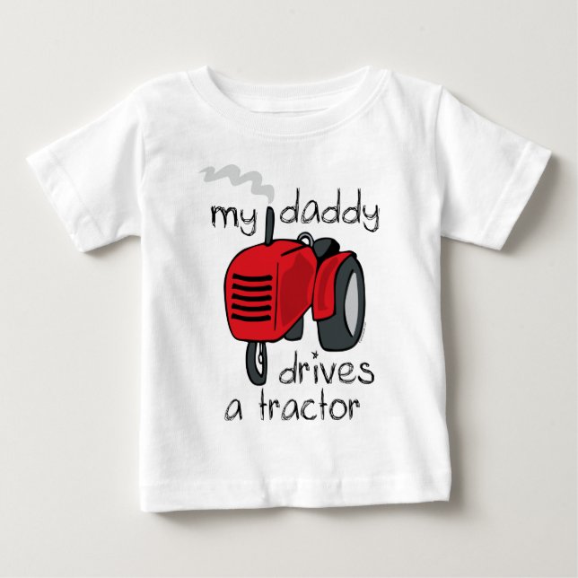 Vati fährt einen Traktor Baby T-shirt (Vorderseite)