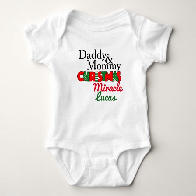 Vati-u. Mama-Weihnachtswunder-Baby-Bodysuit Baby Strampler (Vorderseite)