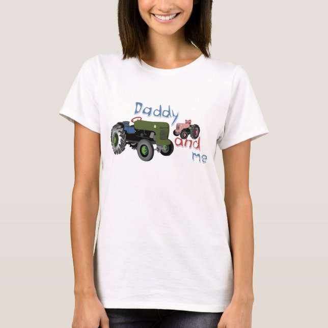 Vati und ich Mädchen-Traktoren T-Shirt (Vorderseite)