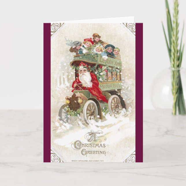 Vati-Weihnachtsbewegungsbus Feiertagskarte (Vorderseite)