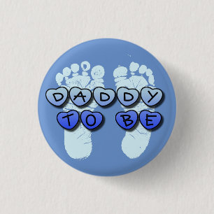 Vati, zum Baby-Abdruck-blauer Babyparty-Knopf zu Button