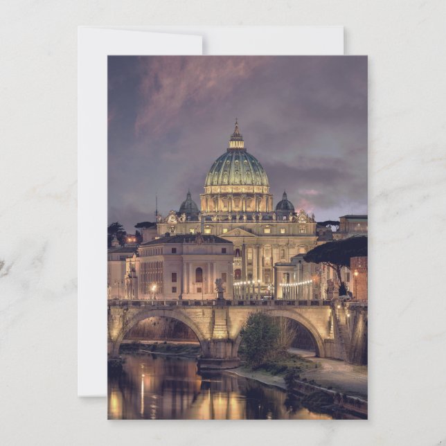 Vatican night sky destination wedding Rome Italy Einladung (Vorderseite)