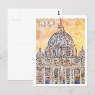 Vatikan Rom Italien Berühmter Reiseort Wasserfarbe Postkarte