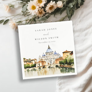 Vatikanstadt Rom Italien Wasserfarbenwelt Hochzeit Serviette