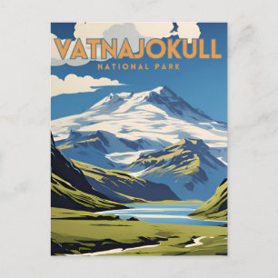 Vatnajokull National Park Vintage Travel Poster Postkarte