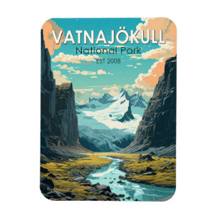Vatnajokull Nationalpark Island Reise Vintage Magnet