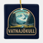 Vatnajokull Nationalpark Island Reisen Vintag Keramikornament<br><div class="desc">Vatnajökull Vektorgrafik Design. Die Region ist geprägt von gewaltigen Gletschern,  Eishöhlen,  schneebedeckten Berggipfeln,  aktiven geothermischen Gebieten und Flüssen und umfasst Jökulsárlón.</div>
