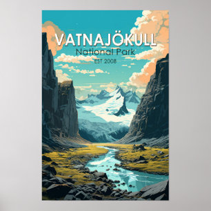 Vatnajokull Nationalpark Island Reisen Vintag Poster