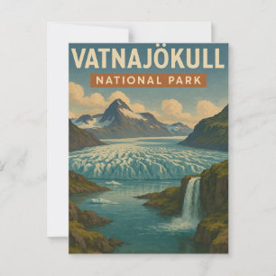 Vatnajokull Nationalpark Island Vintage Reise Postkarte
