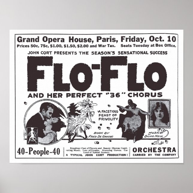 Vaudeville 1919 Vintage Zeitung und Plakat (Vorne)