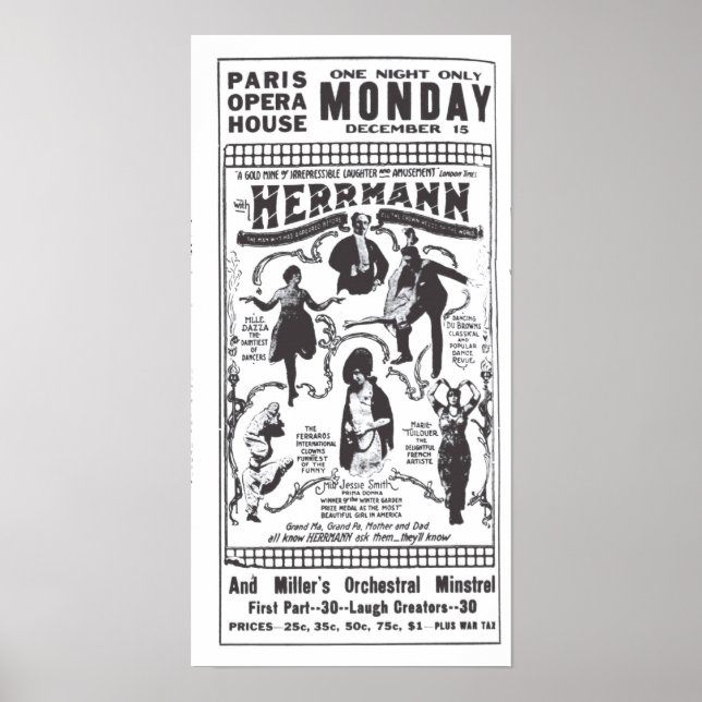 Vaudeville 1919 Vintage Zeitung und Plakat (Vorne)