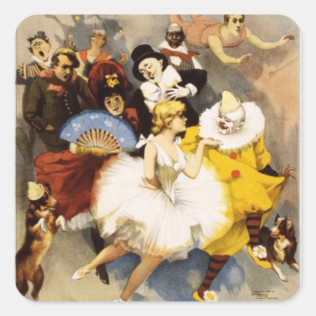 Vaudeville - The Sandow, Trocadero Vaudevilla Quadratischer Aufkleber (Vorderseite)