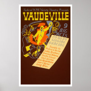 Vaudeville-Vintages Plakat - 9 große Taten