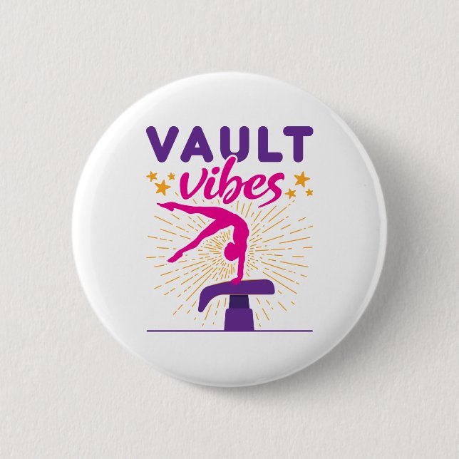 Vault Vibes Gymnastics Gymnast Girls Button (Vorderseite)