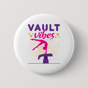 Vault Vibes Gymnastics Gymnast Girls Button