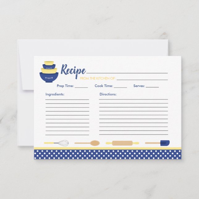Vavy & Yellow Retro Kitchen Bridal Recicard (Vorderseite)